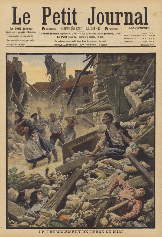 Terremoto na região Midi da França (cor litho) de French School