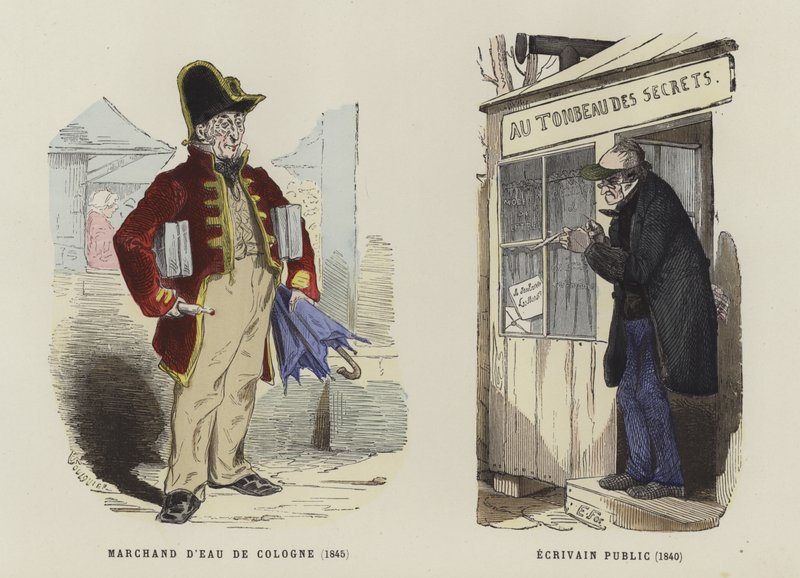 Vendedor de Eau de Colônia, 1845, e escritor público, 1840 de French School