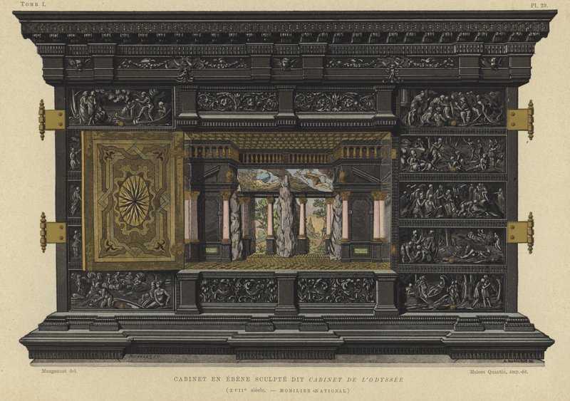 Gabinete de ébano conhecido como o Gabinete da Odisséia, do século 17 de French School