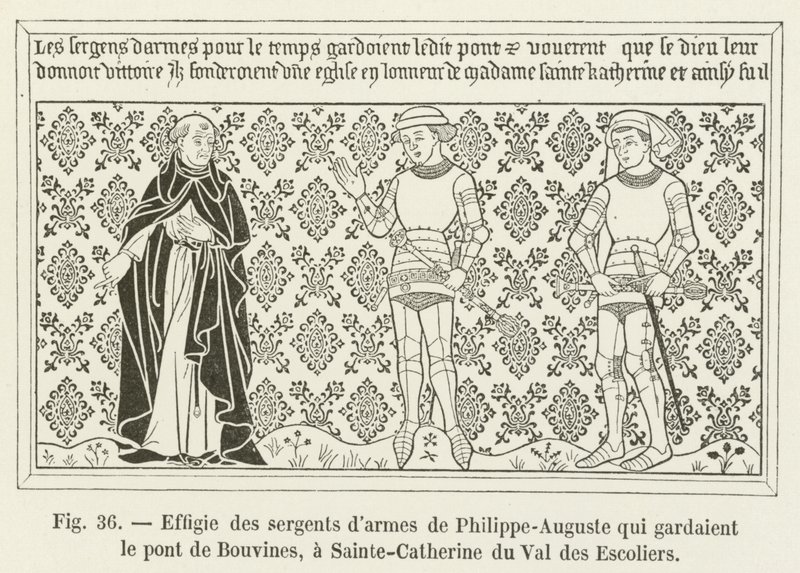 Efígie dos sargentos de Philippe-Auguste que guardavam a ponte de Bouvines, Sainte-Catherine de Val des Escoliers de French School
