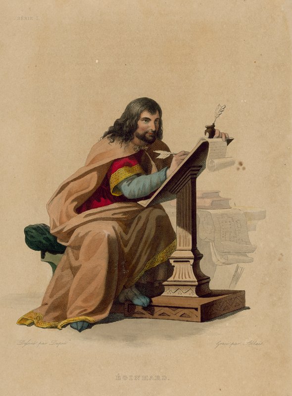 Eginhard (gravura colorida) de French School