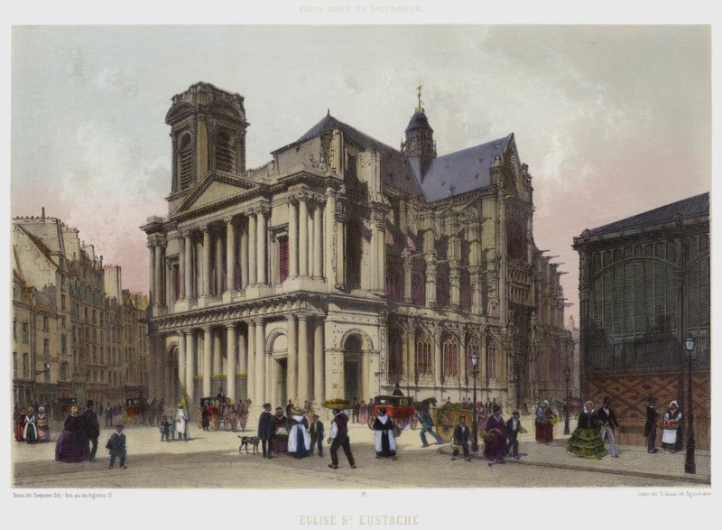 Igreja de Saint-Eustache (cor litho) de French School