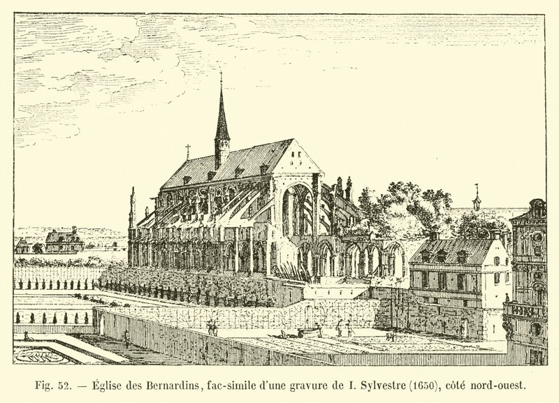 Igreja Bernardins, fac-símile de uma gravura de I Sylvestre, 1650, costa noroeste de French School