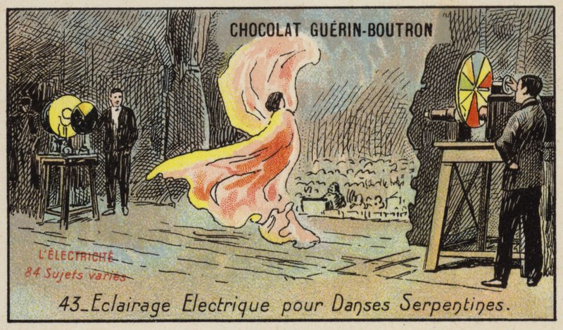 Iluminação eléctrica para a dança da serpentina (chromolitho) de French School