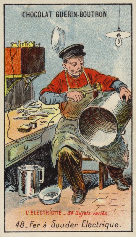 Ferro de solda eléctrico (chromolitho) de French School