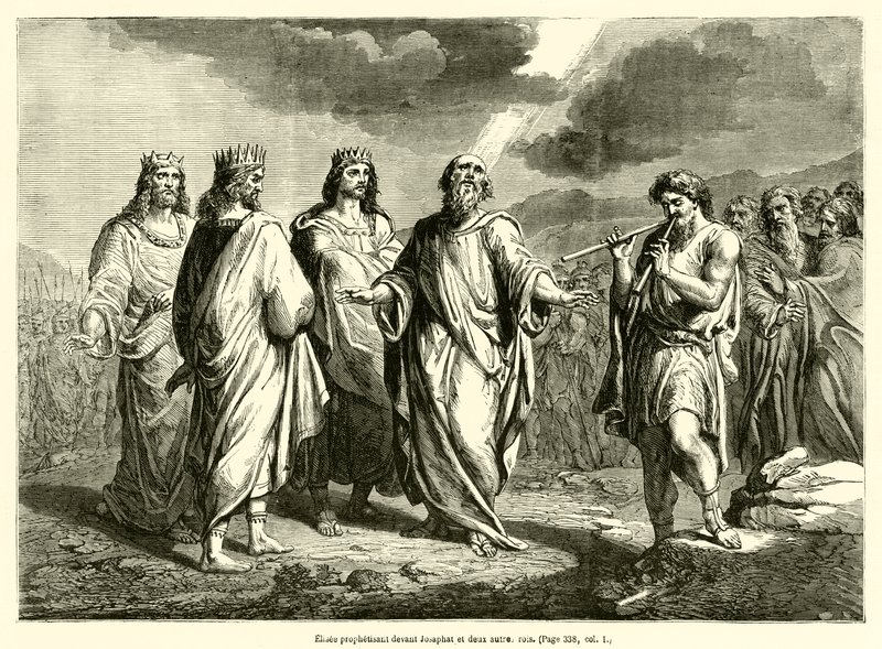 Pregação de Eliseu perante Jehoshaphat e dois outros reis (gravura) de French School