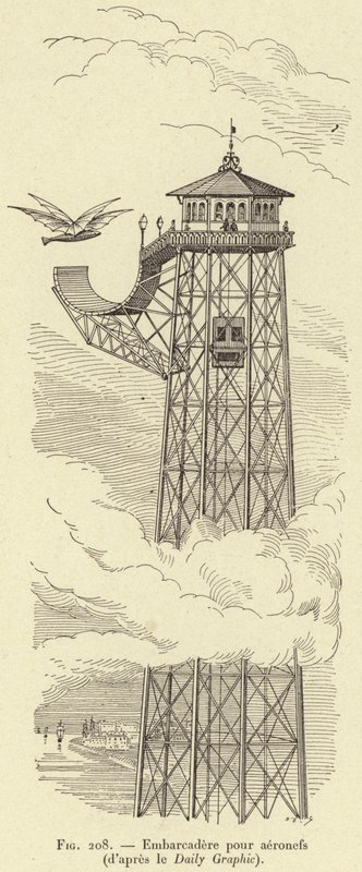 Posto de aterragem da aeronave (do gráfico diário) (gravura) de French School