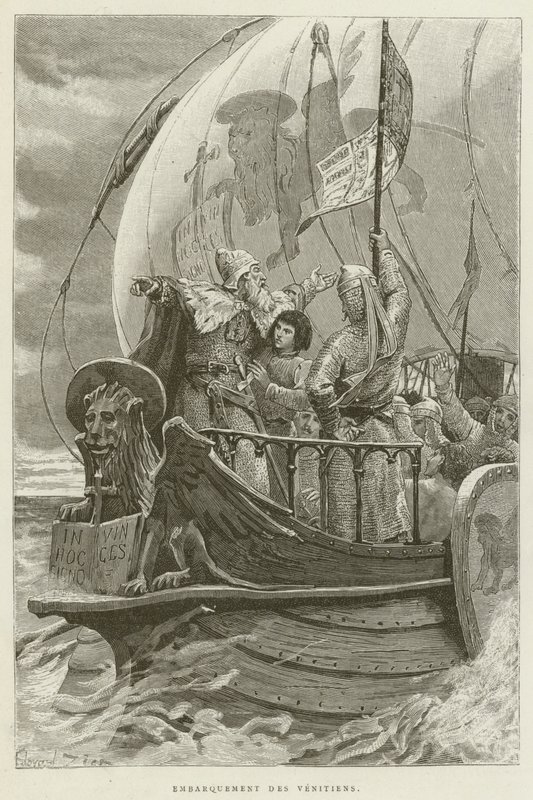Embarque dos venezianos (gravura) de French School