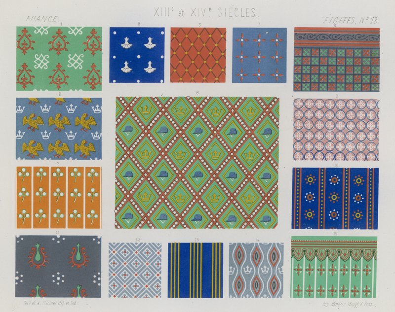 Tecidos bordados da França dos séculos XIII e XIV de French School