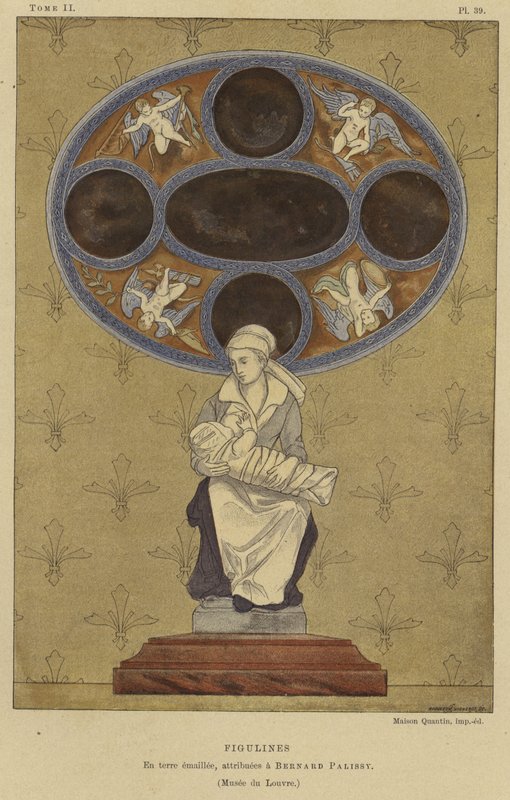 Figulina de cerâmica esmaltada atribuída a Bernard Palissy, do século XVI de French School
