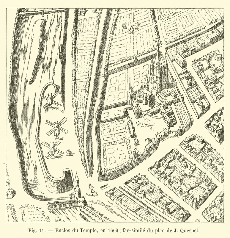 Recinto do Templo, em 1609; fac-símile do plano de J Quesnel de French School