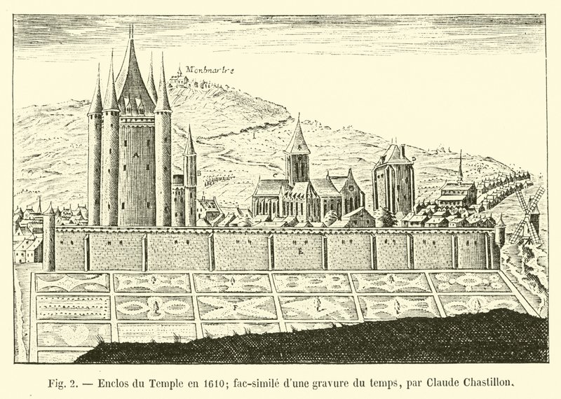 Recinto do Templo em 1610; gravura de tempo de dunas fac-símile, por Claude Chastillon de French School