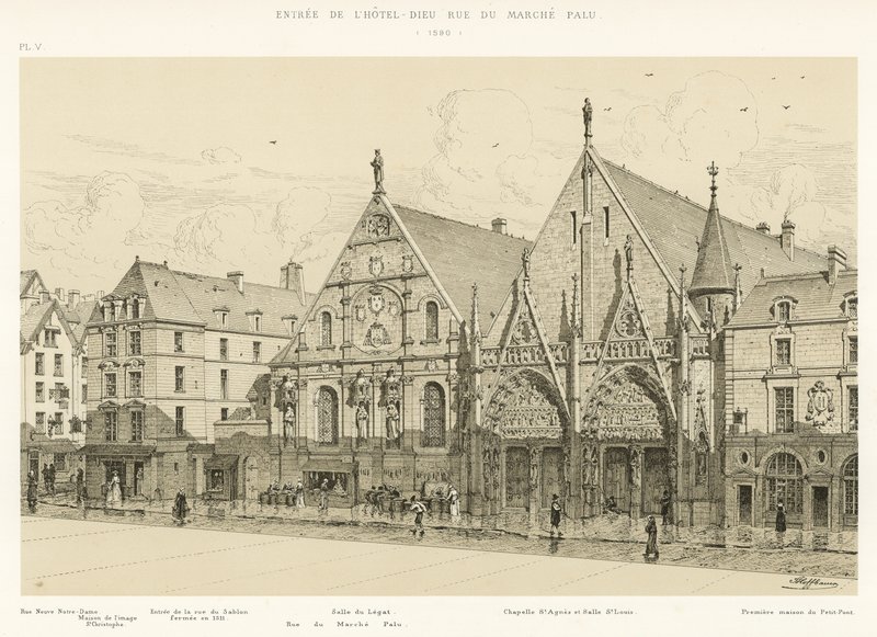 Entrada do hotel-Dieu rue du Marche Palu, 1590 de French School