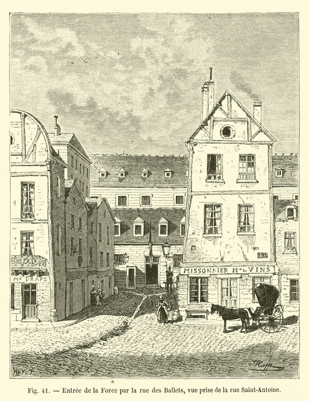 Força de entrada através da rue des Ballets, vista tirada da rue Saint-Antoine de French School