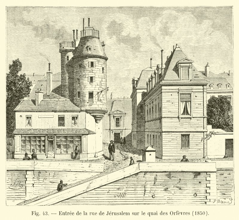 Entrada, para, jerusalém, rua, ligado, a, quai, des, Orfevres, 1850 de French School