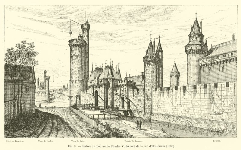Entrada do Louvre de Charles V, ao lado da Rue d&39;Hosteriche, 1380 de French School