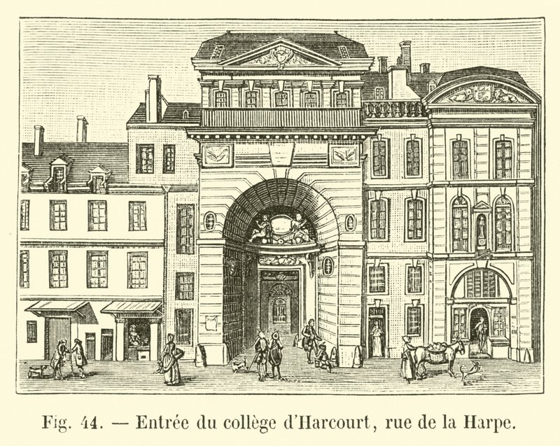 Entrada do Harcourt College, rue de la Harpe de French School