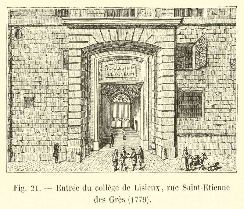 Entrada da Faculdade de Lisieux, rue Saint-Etienne des Gres, 1779 de French School