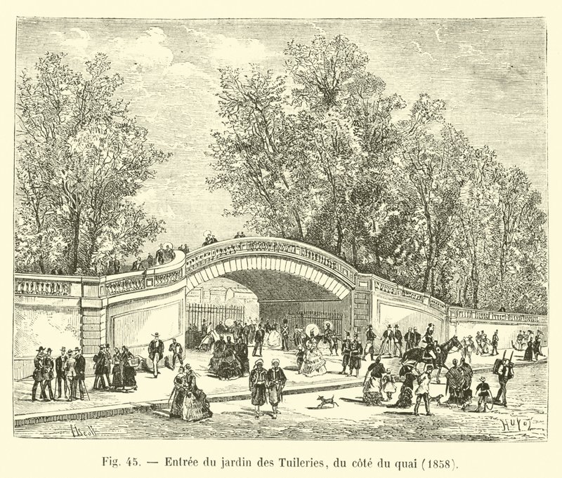 Entrada para o Jardim das Tulherias, ao lado do cais, 1858 de French School