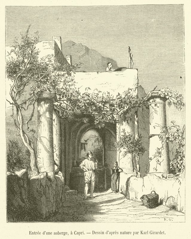 Entrada de uma pousada, em Capri (gravura) de French School