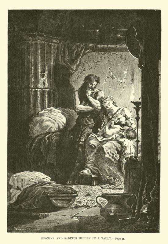 Eponina e Sabinus escondidos em um cofre de French School