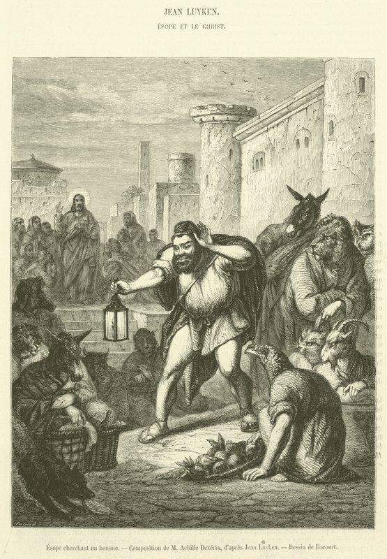 Esopo à procura de um homem (gravura) de French School