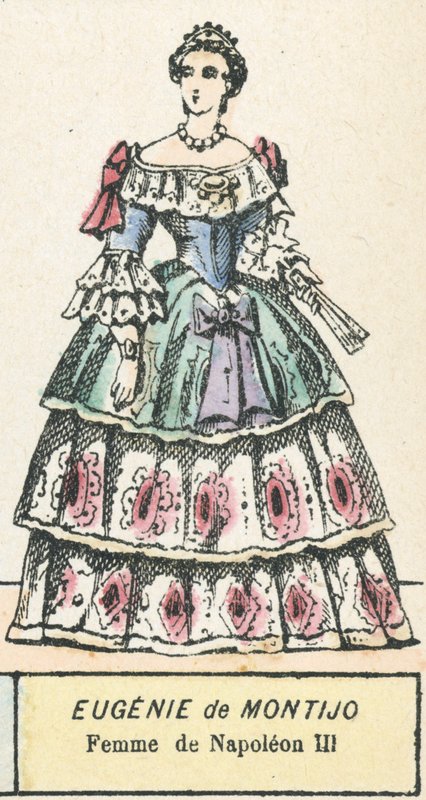 Eugenie de Montijo, esposa de Napoleão III (gravura a cores) de French School