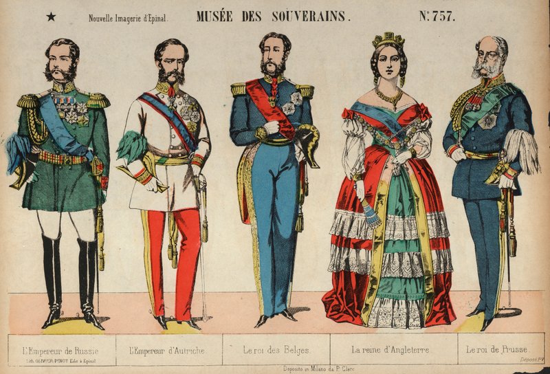 Realeza europeia (gravura a cores) de French School