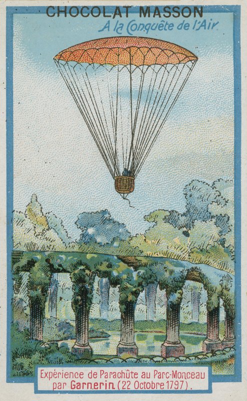 Experiências de paraquedismo no Parc Monceau de André-Jacques Garnerin (22 de outubro de 1797) de French School