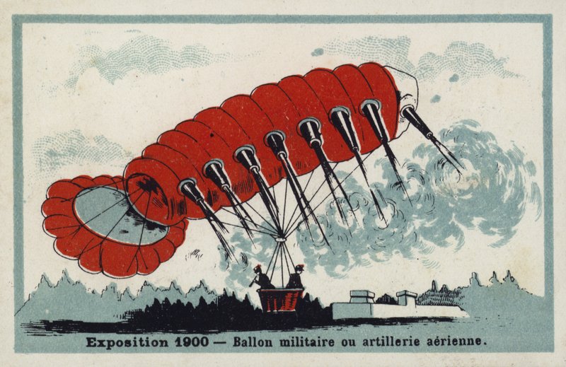 Exposição 1900 - balão militar ou artilharia aérea de French School