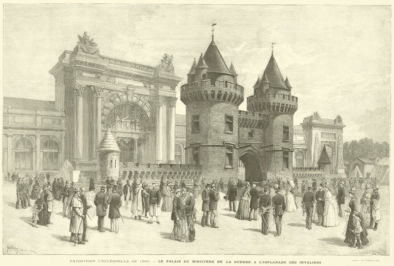 Exposição Universelle de 1889, O Palácio do Ministério da Guerra na Esplanada dos Inválidos (gravura) de French School