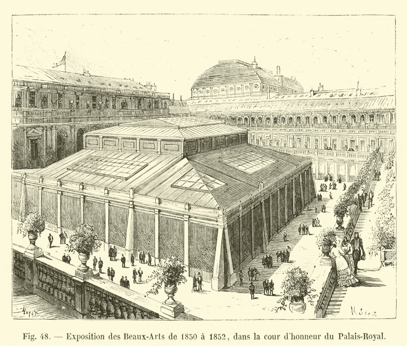 Exposition des Beaux-Arts de 1850 a 1852, no pátio do Palais Royal de French School
