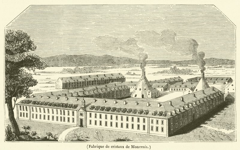 Fábrica de cristal Moncenis (gravura) de French School