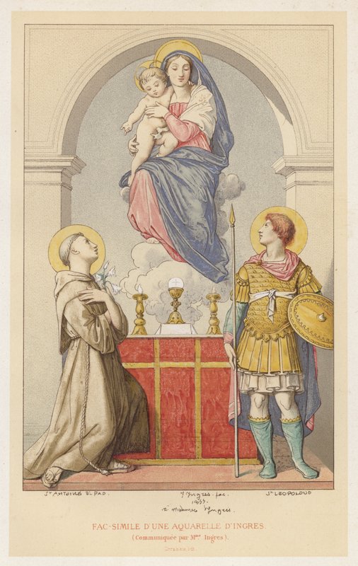 Fac-símile de uma aguarela de Ingres, Comunicado por Mme. Ingres (chromolitho) de French School