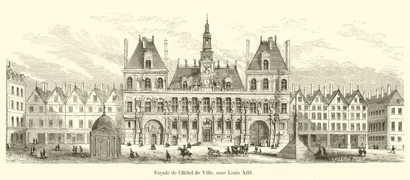 Fachada do Hotel de Ville, sob Louis XIII de French School