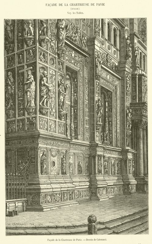 Fachada da Fachada de Pavia (gravura) de French School