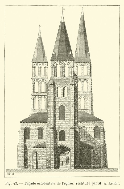 Fachada ocidental da igreja, restaurada por MA Lenoir de French School