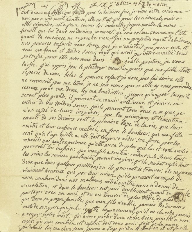 Fac-símile da vontade de Maria Antonieta de French School