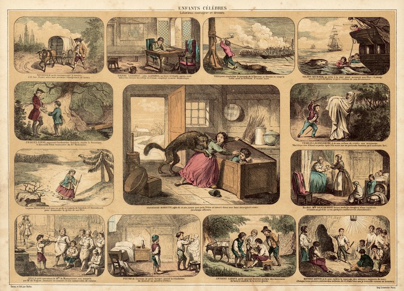 Crianças famosas (litografia a cores) de French School