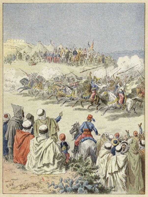Fantasia, tradicional exposição berbere de equitação, norte da África de French School