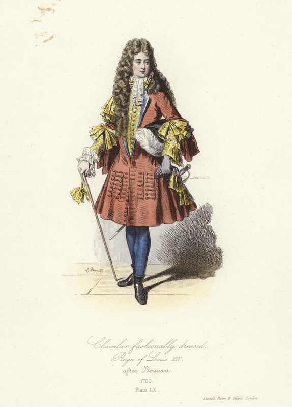Cavaleiro elegantemente vestido do reinado de Luís XIV da França de French School