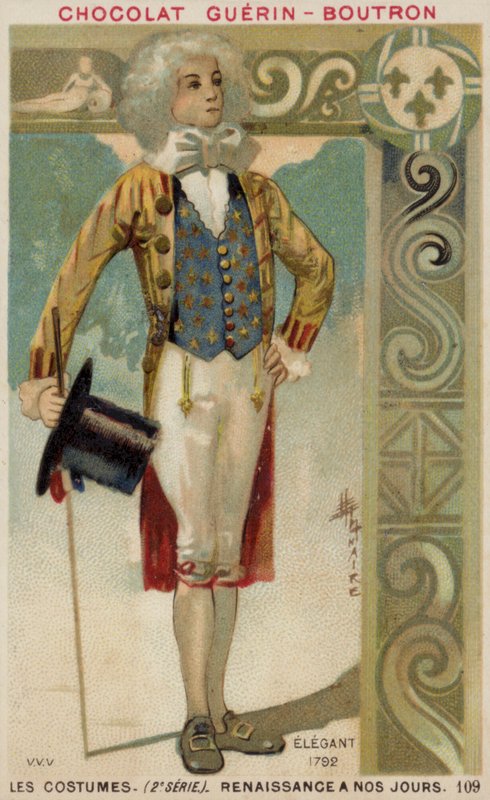 Homem elegantemente vestido, 1792 de French School