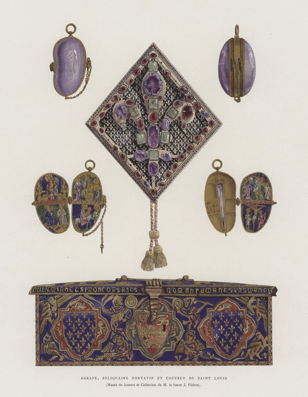Fixação, relicário portátil e caixão de St. Louis (Louis IX da França) de French School