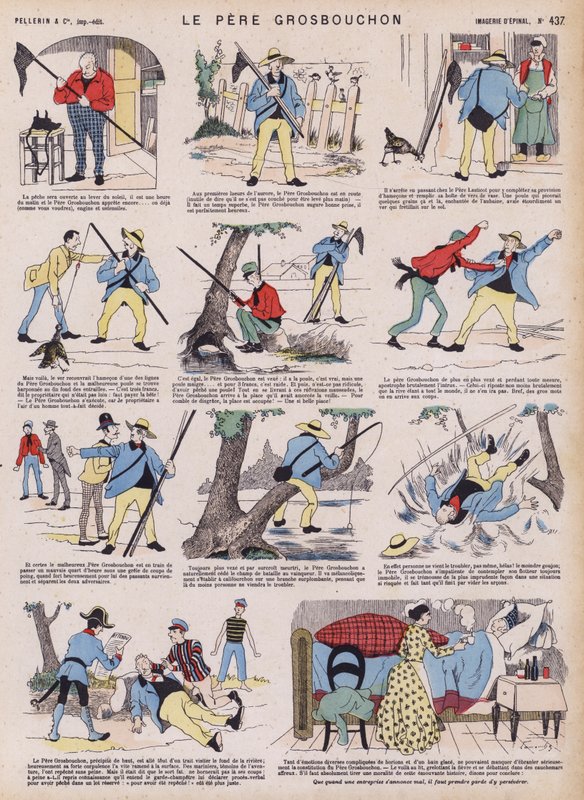 A viagem de pesca mal sucedida do Padre Grosbouchon (cor litho) de French School
