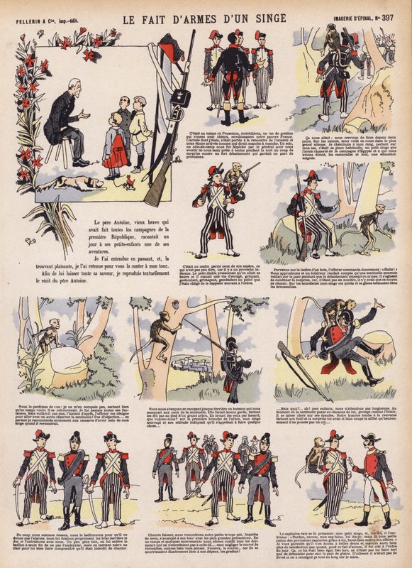 Feats of arms of a monkey (cor litho) de French School