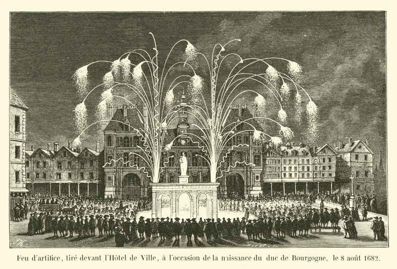 Tome o dartifício, pegue o Hotel de Ville em frente à conduta da Borgonha, até 8 de 1682 de French School