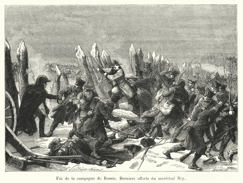 Fim da campanha russa, Últimos esforços de Marechal Ney (gravura) de French School