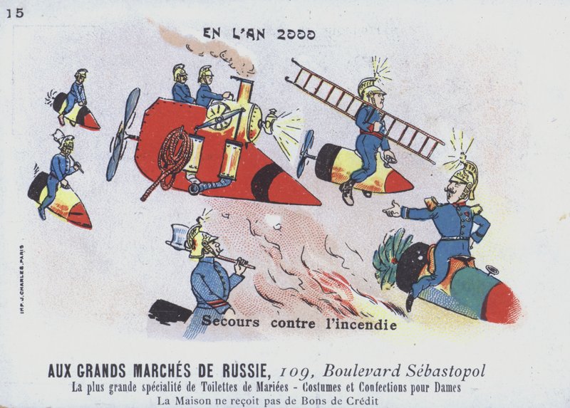Combate a incêndios no ano 2000 (cor litho) de French School