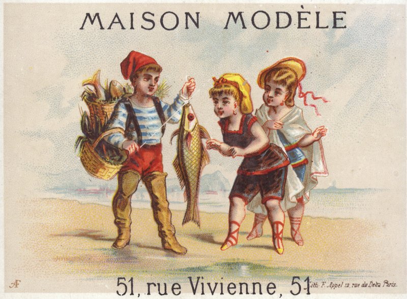 Pescador, mostrando, dias, apanhar, meninas de French School