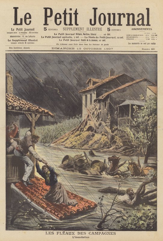 Inundações no Sul da França (cor litho) de French School